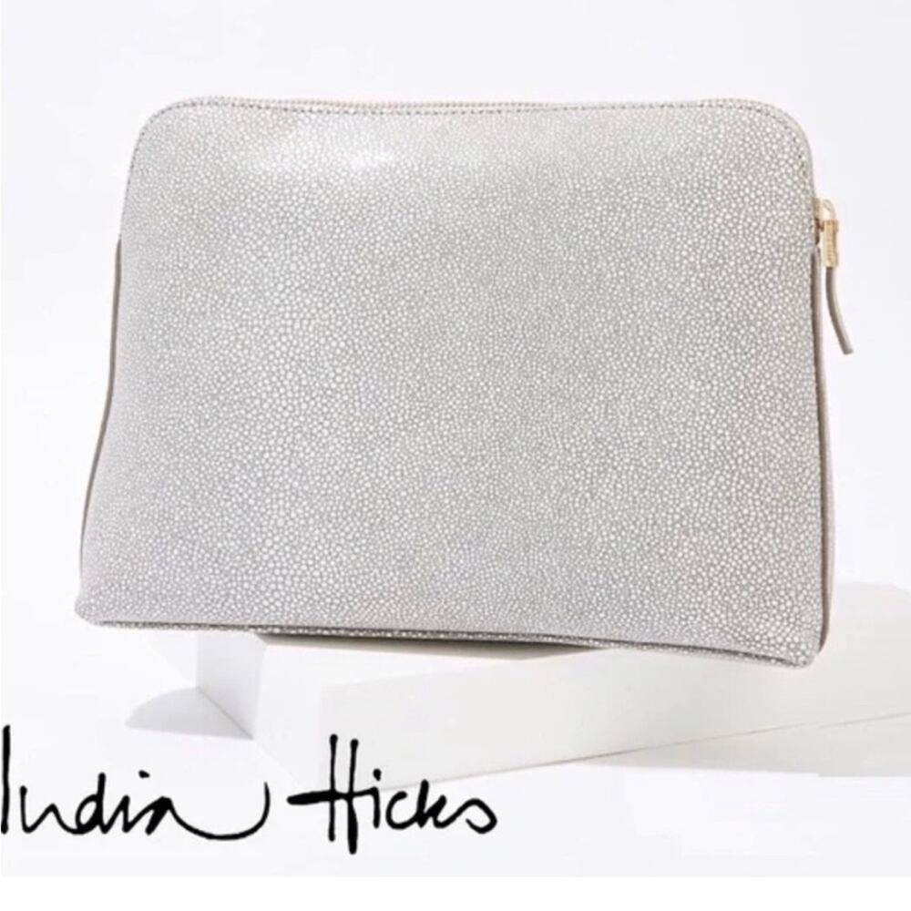 INDIA HICKS The Insider Pouch/Clutch- Stingray-Shagreen Pebble Leather NWOT